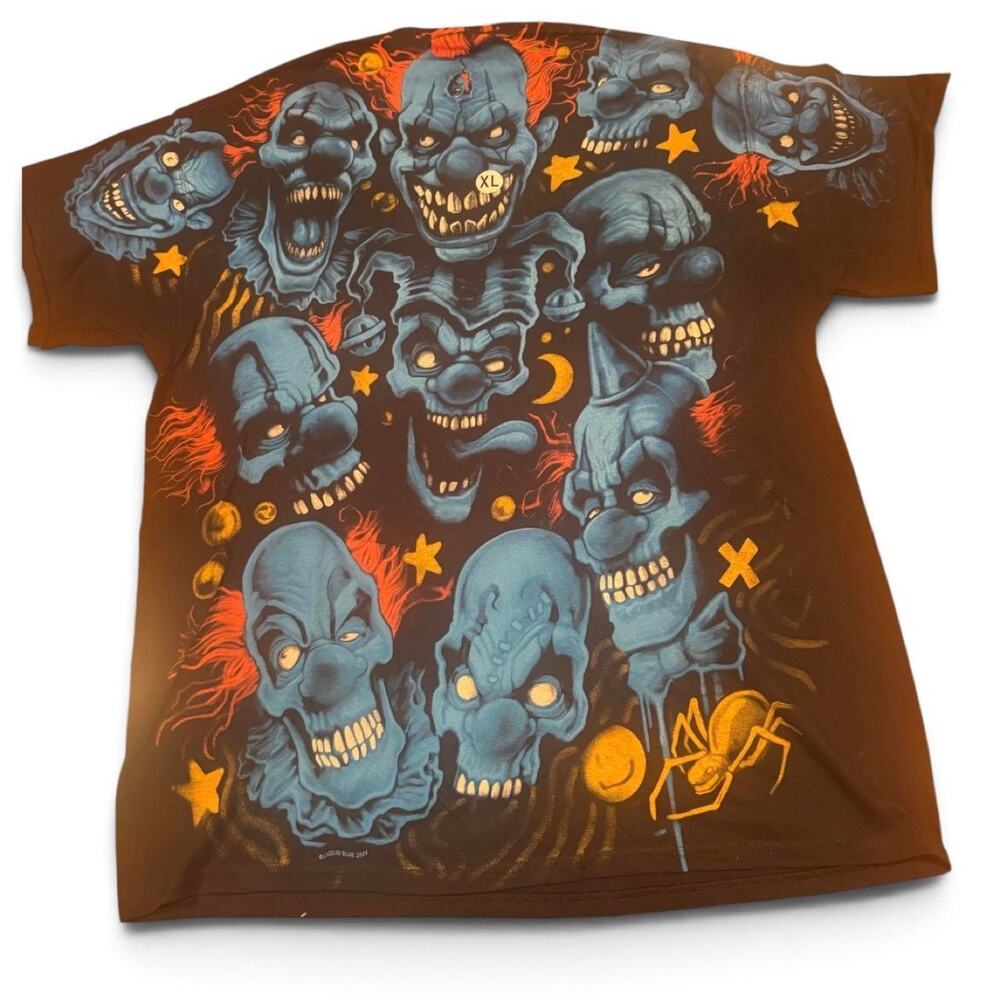 Liquid Blue Evil Clown Skull Graphic T-Shirt XL NWOT Factory Misprint